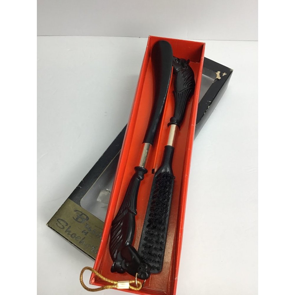 Vintage Horse Head Brush and Shoehorn Set, in original Box